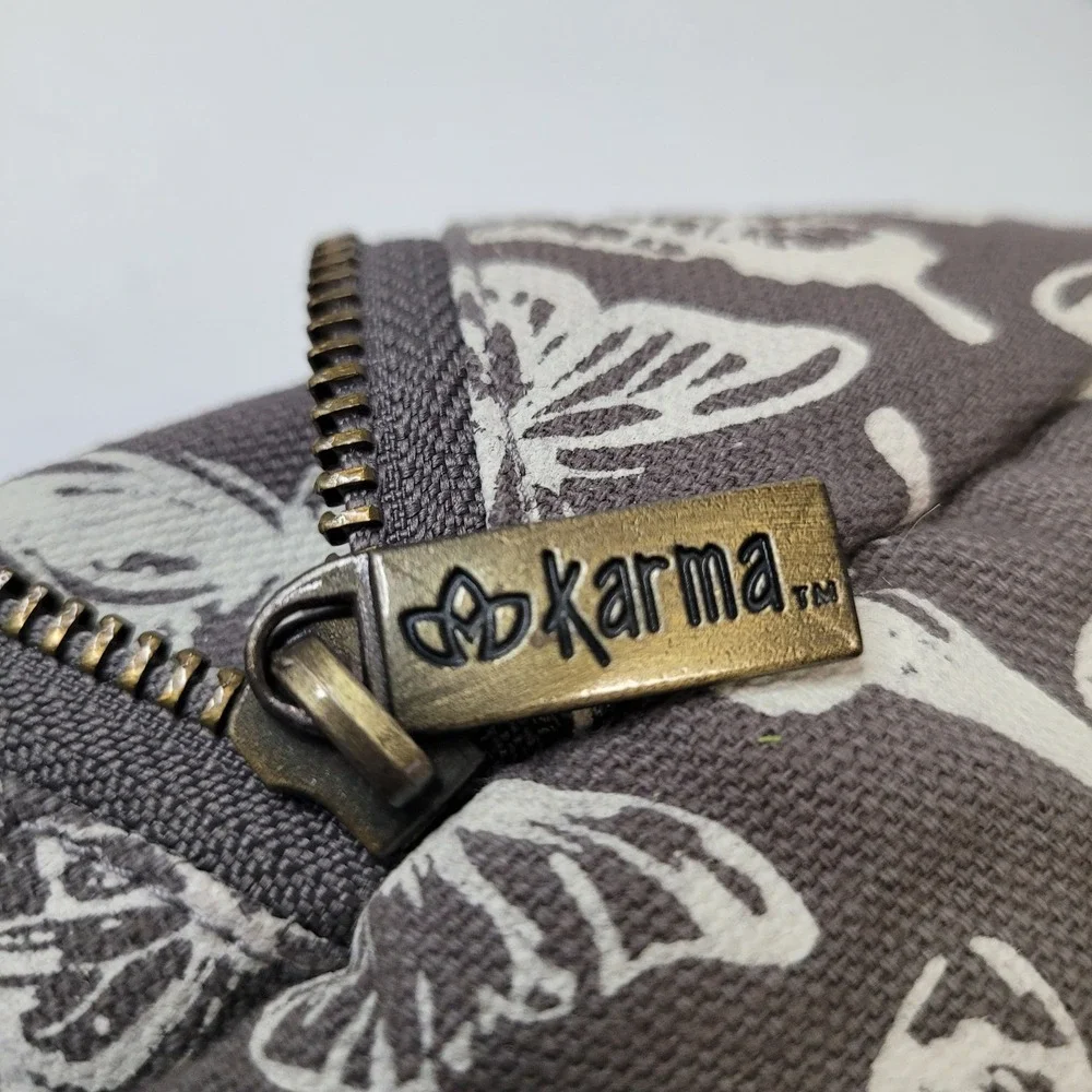 Karma Gifts Butterfly Canvas Cosmetic Bag Grey White Travel‎ Toiletry Pouch